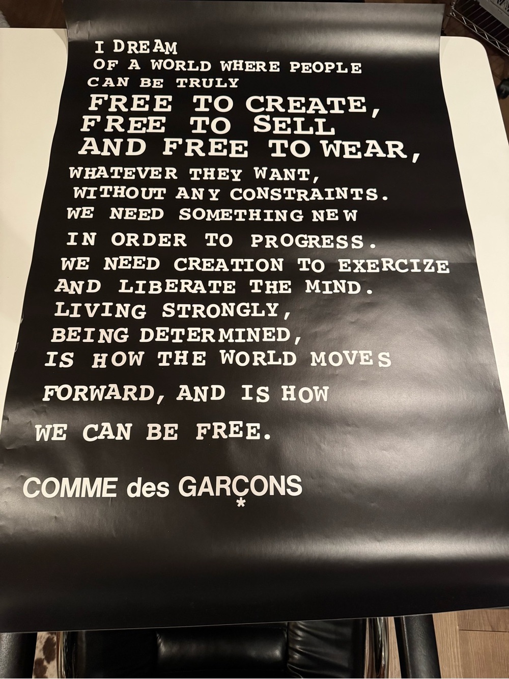 Comme des Garçons Black & White Typographic Poster
